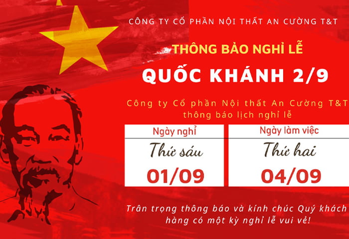 THÔNG BÁO LỊCH NGHỈ LỄ QUỐC KHÁNH 2/9/2023