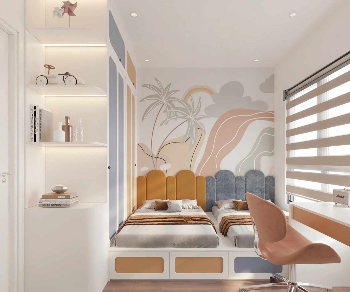 Phòng Ngủ Đôi Cho Bé Gái – 12m2