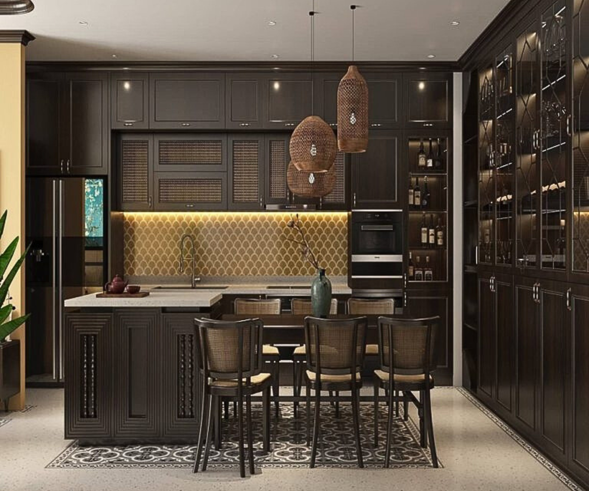phong cách indochine hiện dại do Nội thất An Cường thiết kế