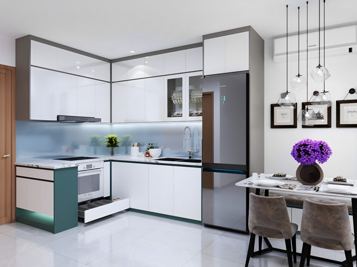 Tủ Bếp Chữ L Gỗ Melamine