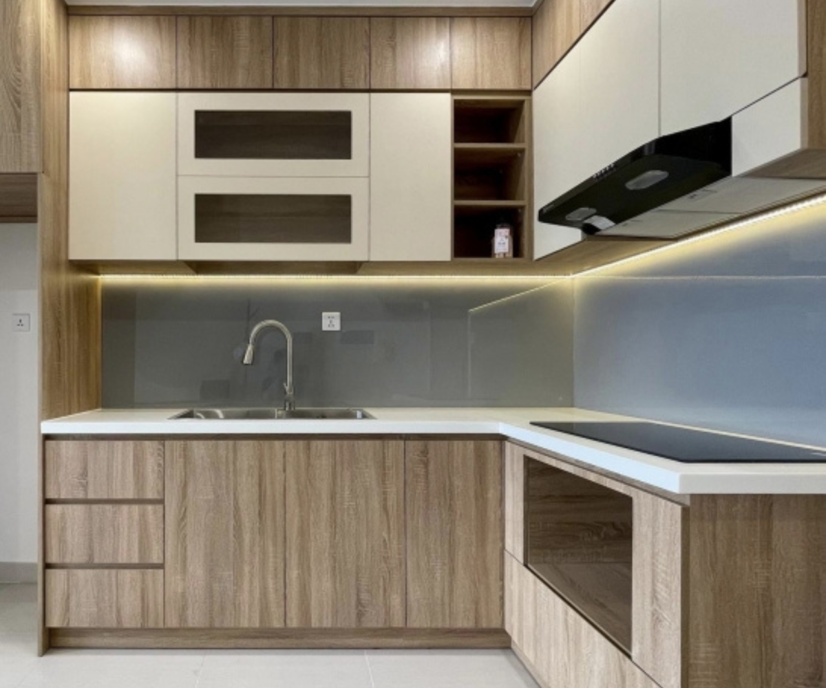Tủ Bếp Laminate Chữ L Hiện Đại