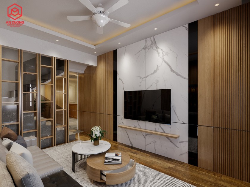 Thiết kế phòng khách nhà phố hiện đại Hưng Yên