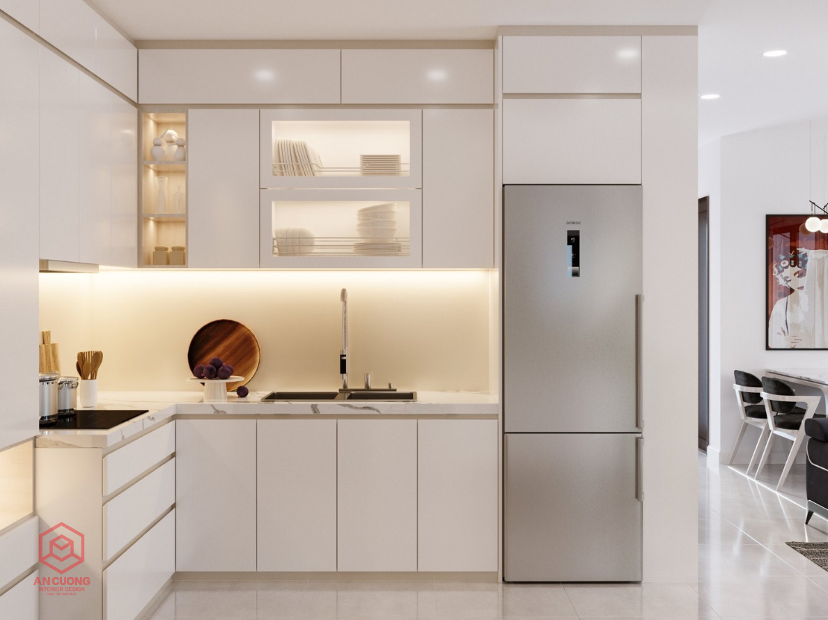 Tủ Bếp Acrylic Kết Hợp Tủ Trang Trí