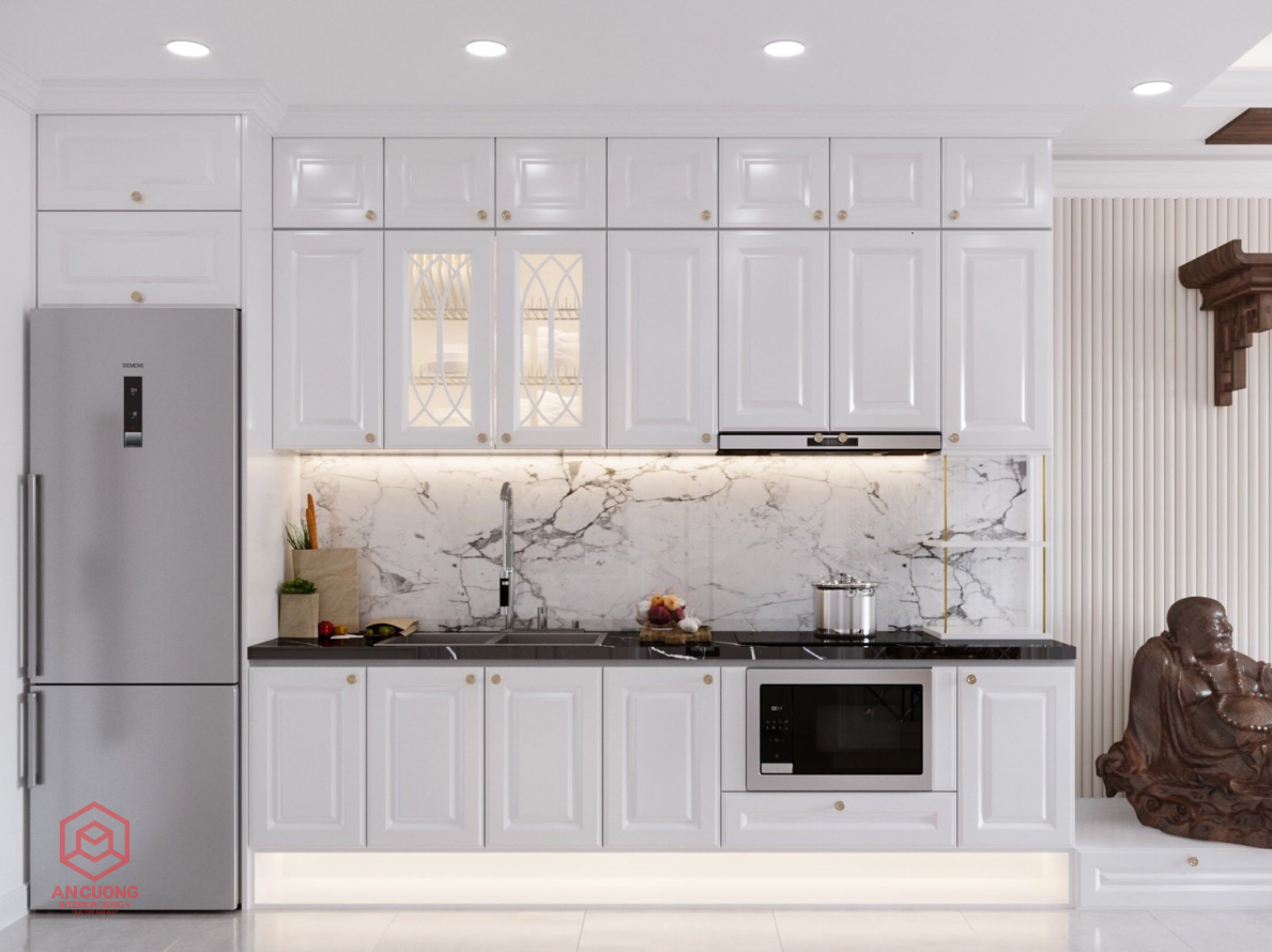 Tủ Bếp Chữ I Phong Cách Tân Cổ