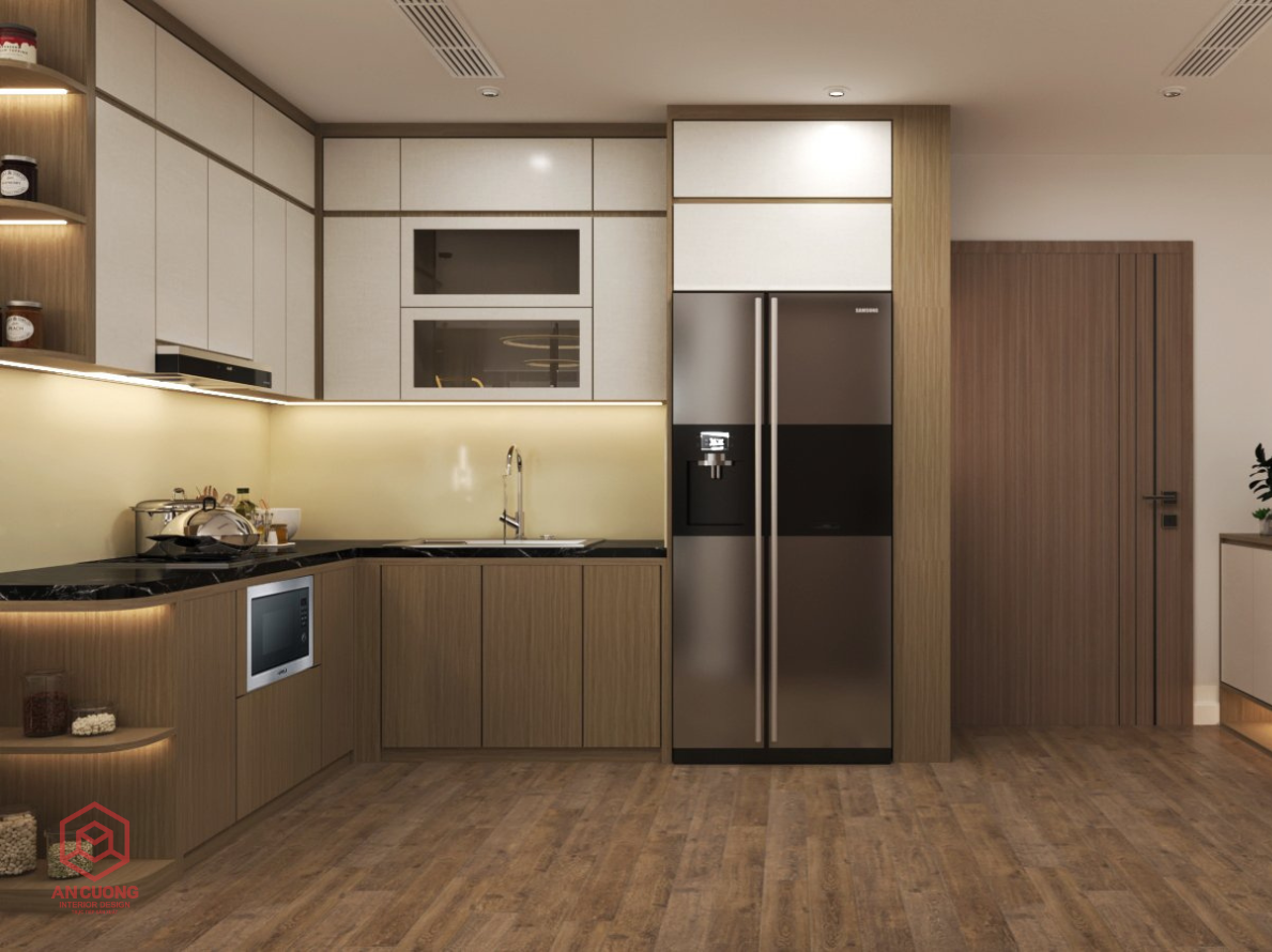 Tủ Bếp Laminate Màu Nâu Gỗ