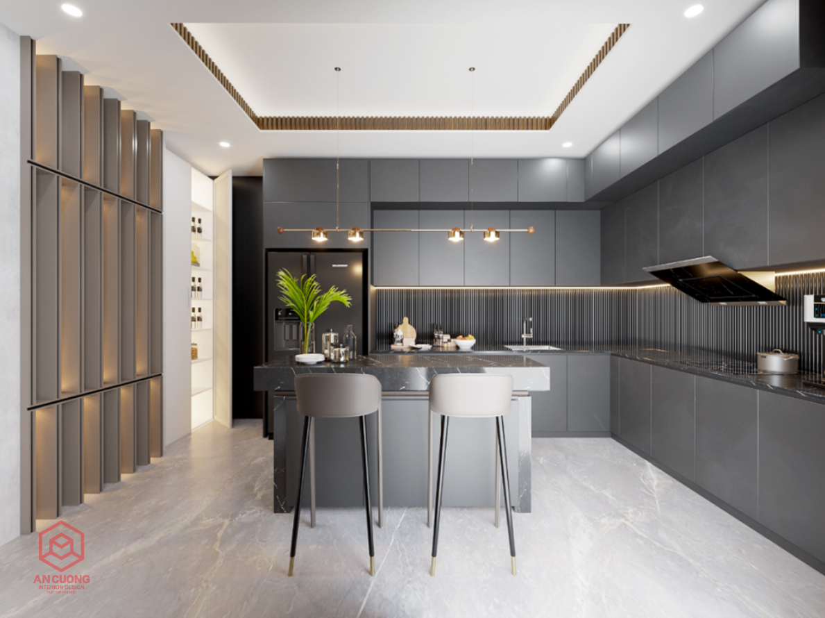 Tủ Bếp Laminate Có Quầy Bar