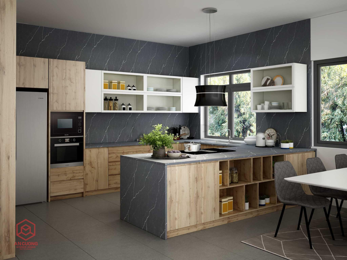 Tủ Bếp Gỗ Công Nghiệp Phủ Melamine