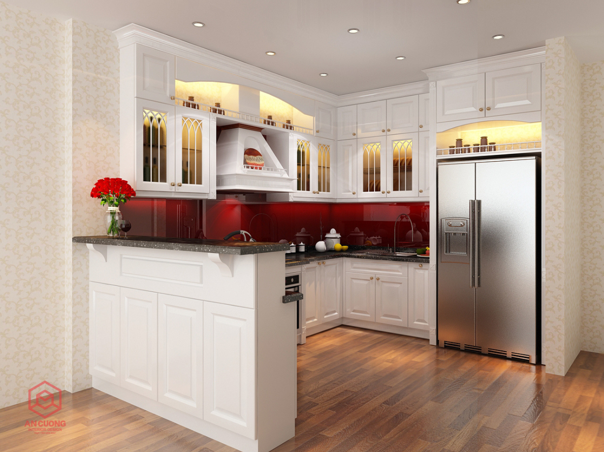 Tủ Bếp Chữ U Phong Cách Tân Cổ Điển