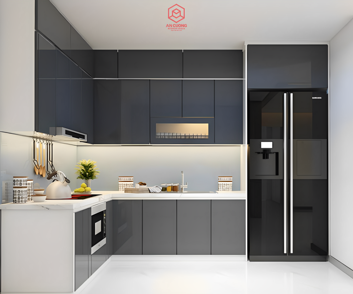 Tủ bếp nhựa Acrylic bóng gương cao cấp, tiện nghi