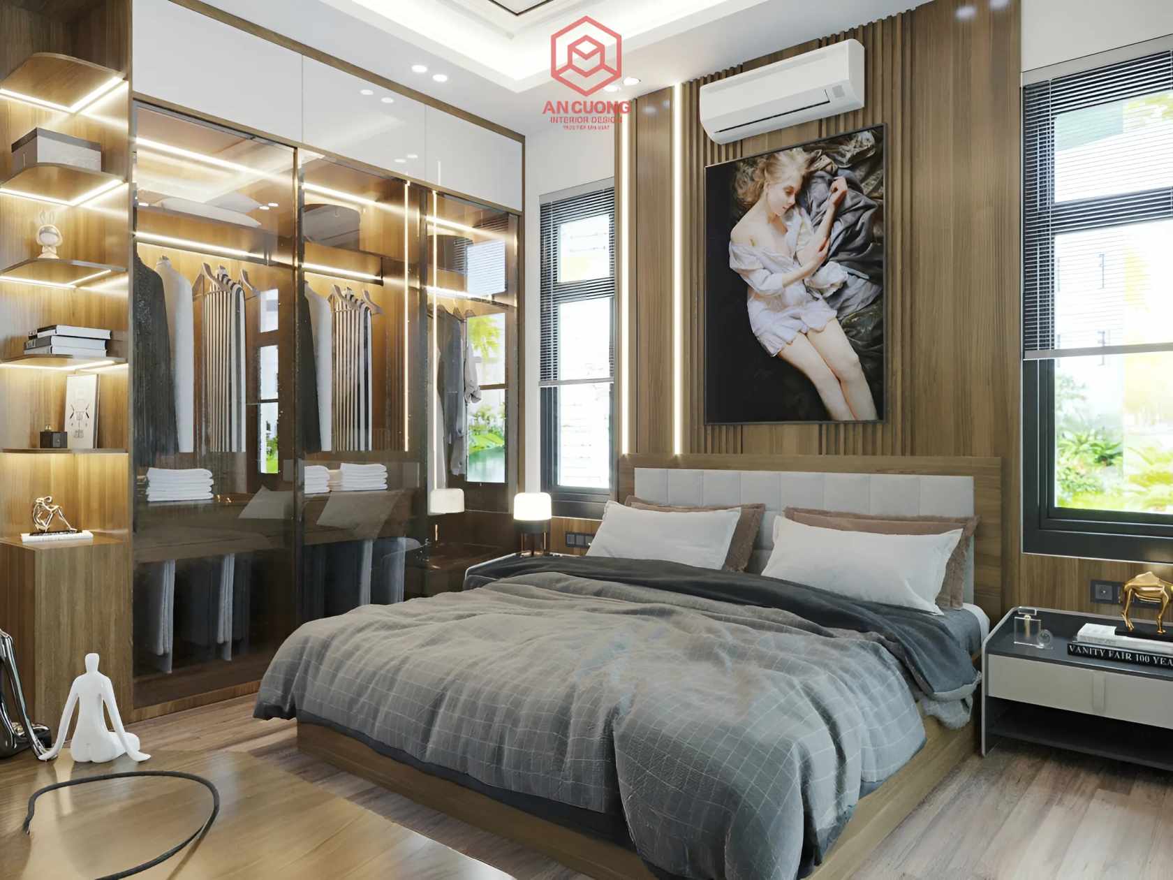 Thiết kế phòng ngủ nội thất biệt thự anh Dũng tại Yên Mỹ, Hưng Yên