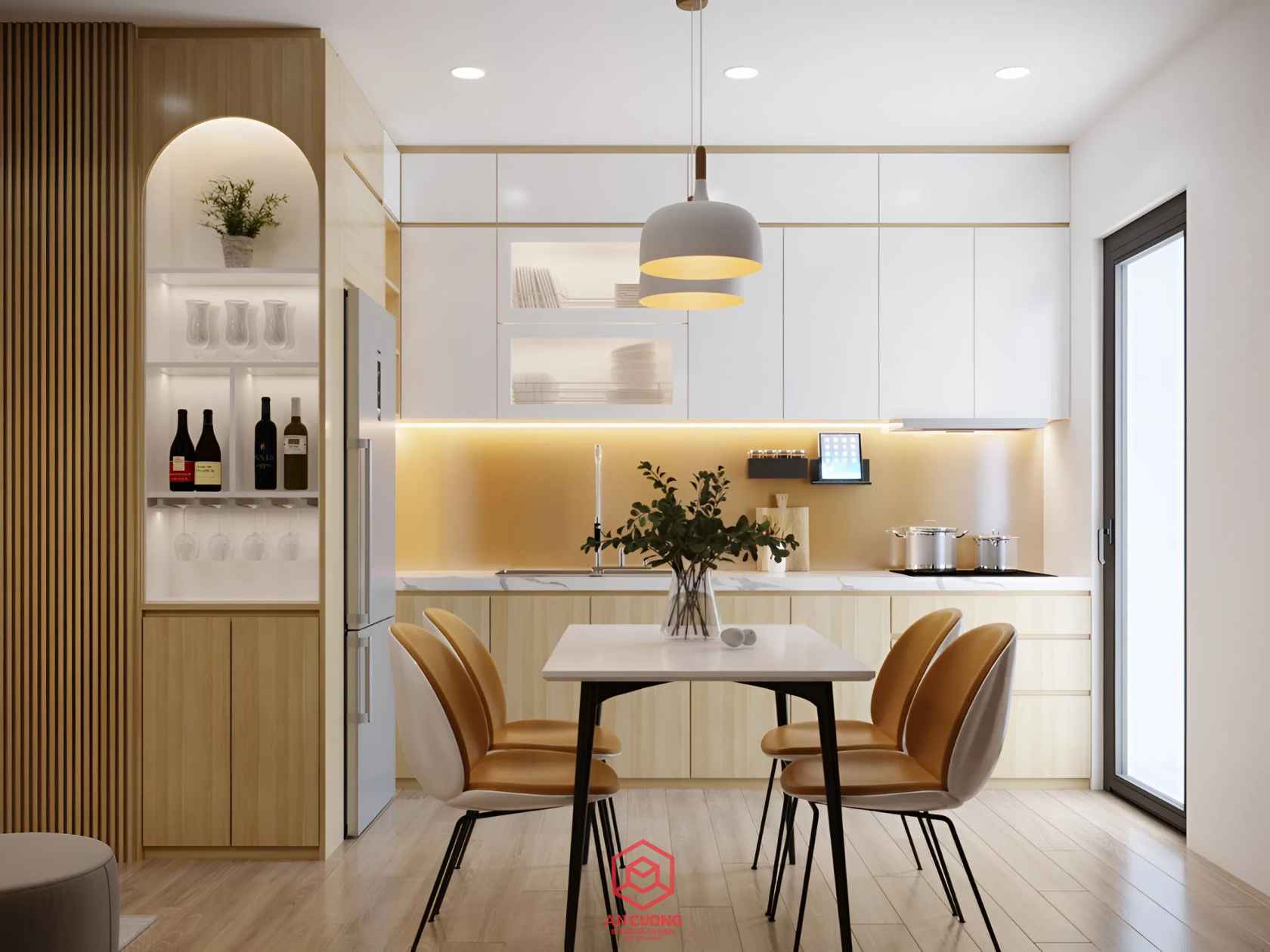 Thiết kế bàn ăn 4 ghế tiện lợi, phù hợp cho cả gia đình
