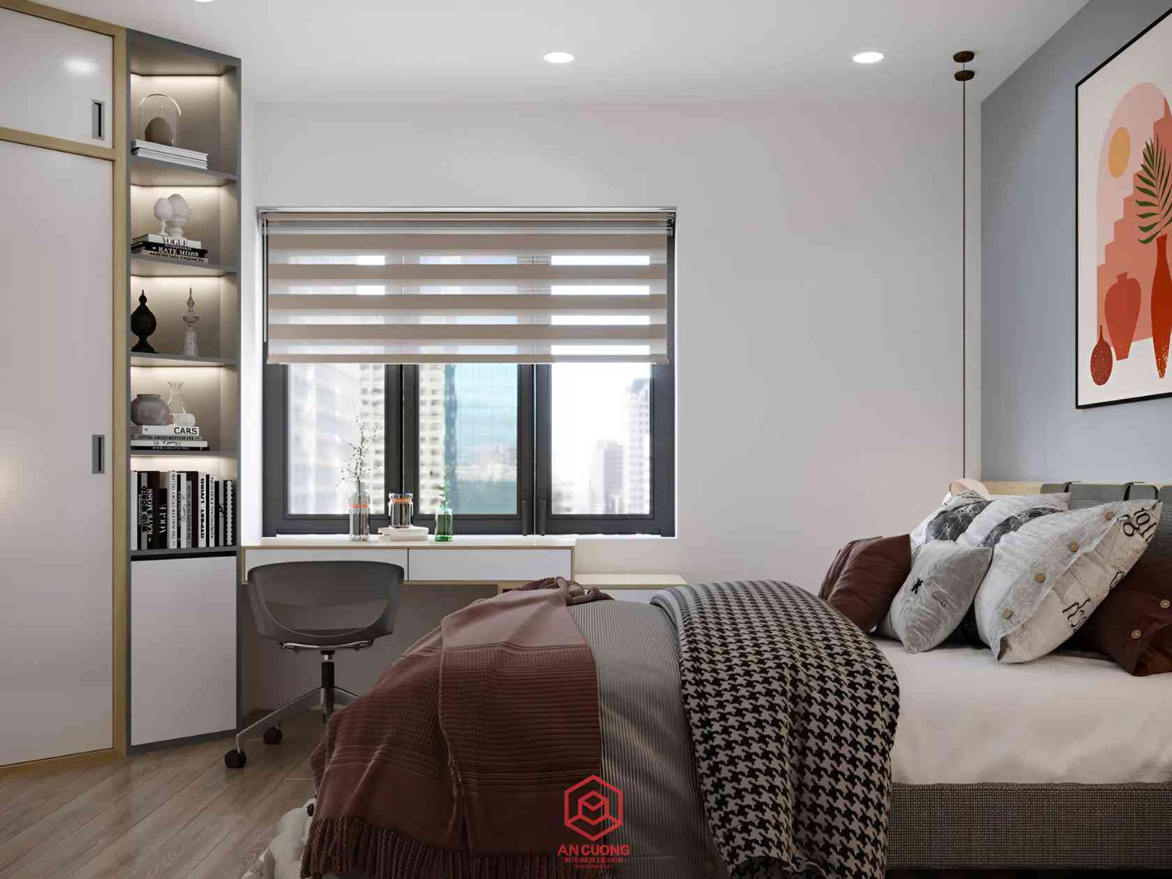 Bố trí bàn học cạnh cửa sổ đón trực tiếp ánh sáng tự nhiên