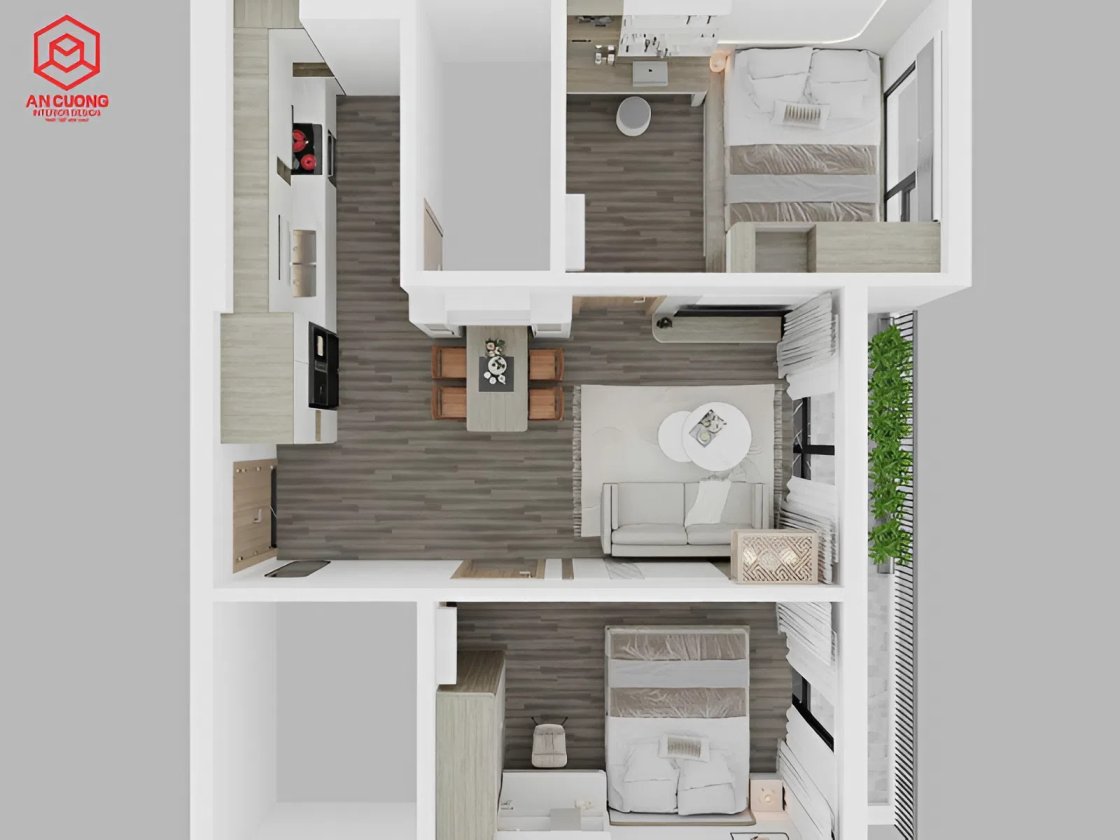 Dự án nội thất chung cư 2 phòng ngủ 70m2 gia đình anh Nhật