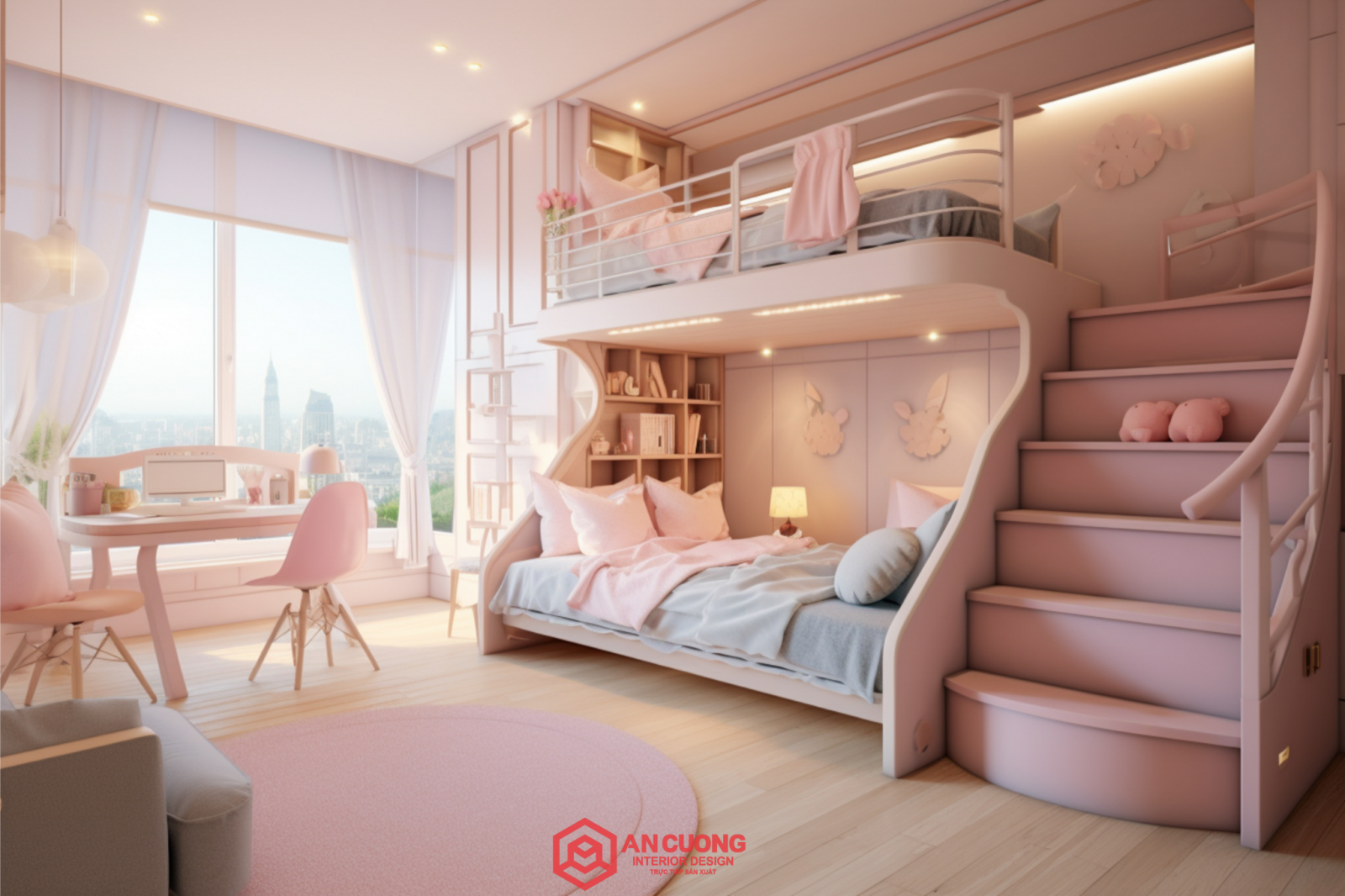 thiết kế phòng ngủ cho bé gái 10 tuổi