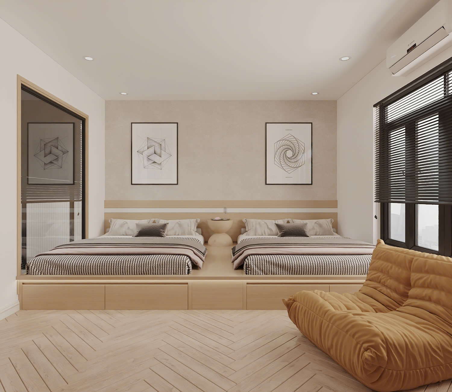 phối cảnh 3d phòng ngủ cho trẻ em biệt thự vinhomes vũ yên