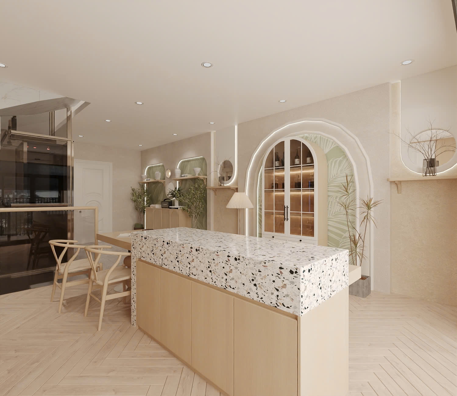phối cảnh 3d phòng khách biệt thự vinhomes vũ yên