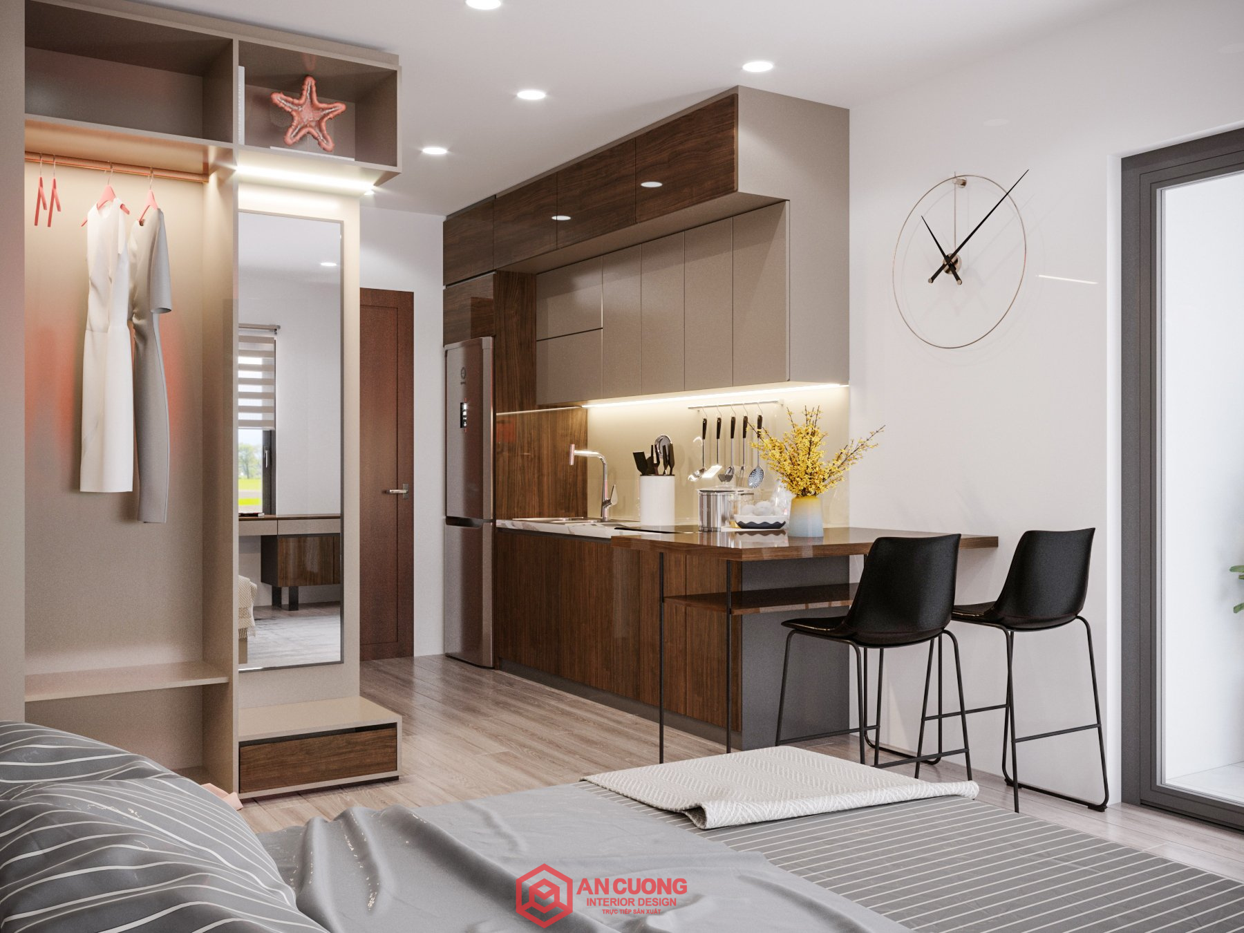 Căn hộ studio tại Vinhomes Ocean Park do Nội thất An Cường thực hiện