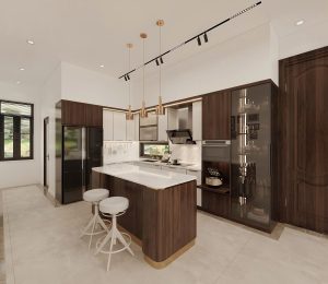 Thiết kế phòng bếp biệt thự Hưng Yên hiện đại