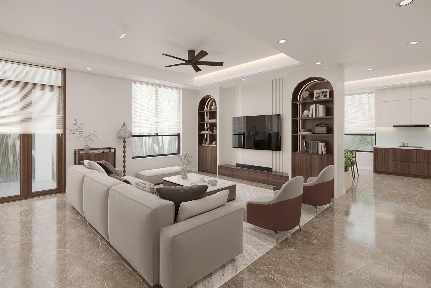 Thiết kế nội thất nhà phố Hưng Yên – Không gian hiện đại, ấm cúng của anh Hoạt tại Tiên Lữ