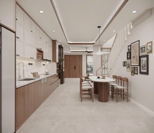 Tủ bếp chữ I nhà phố do Nội thất An Cường thiết kế thi công