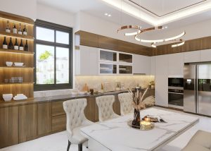 Thiết kế tủ bếp nhà phố tối ưu công năng của Nội thất An Cường