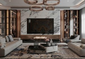 Thiết kế nội thất biệt thự Thanh Oai với phòng khách sang trọng